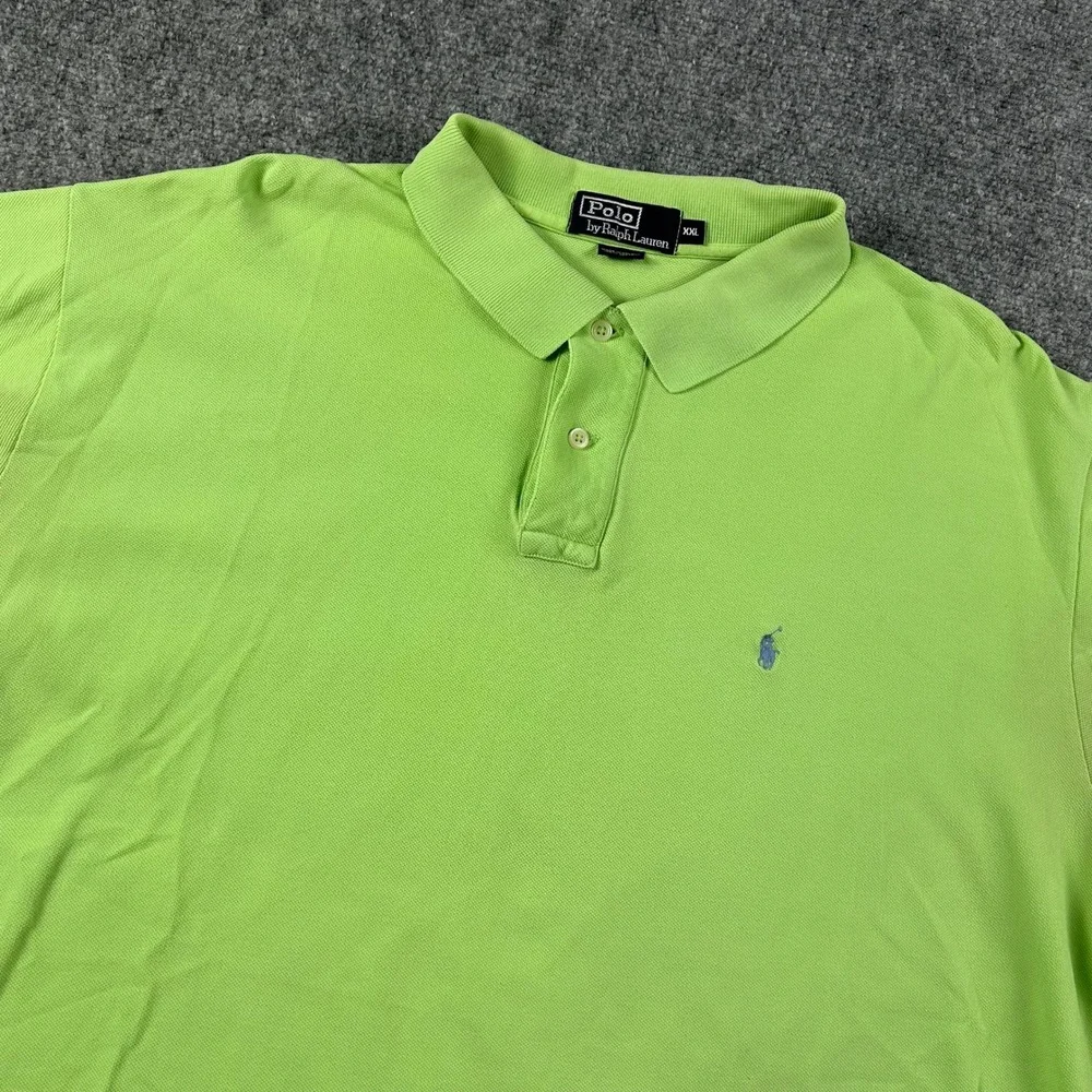 Polo Ralph Lauren Polo Shirt Mens XXL Lime Green Pique Cotton Pony Logo Casual